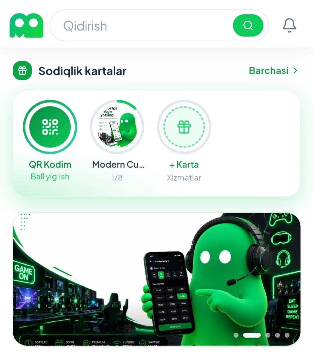 ManaJoy ilovasi — sodiqlik kartalari